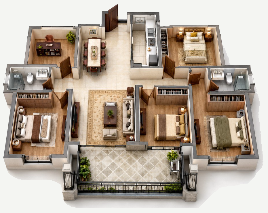 根据真实户型还原的3D住宅空间